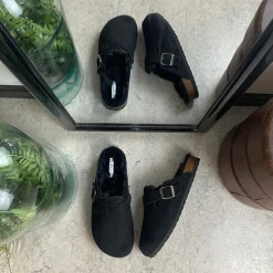 Sygeplejebutikken Hjemmesko|Flade Sandaler*Sort Slip on hjemmesko