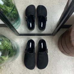 Sygeplejebutikken Hjemmesko|Flade Sandaler*Sort Slip on hjemmesko