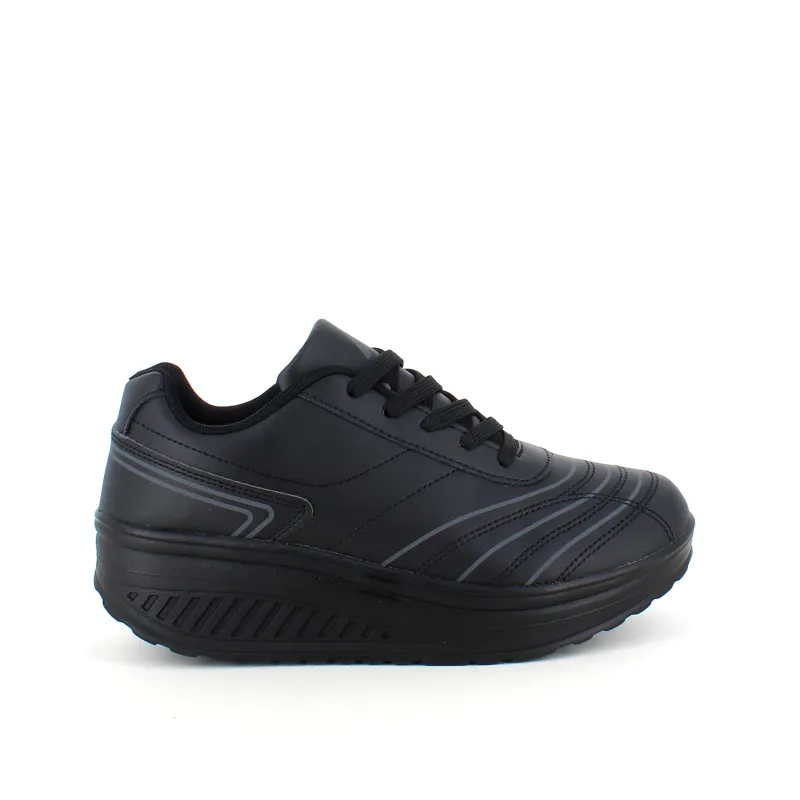 Sygeplejebutikken Sko På Tilbud*Sort sportssko med svangstøtte og gængesål.