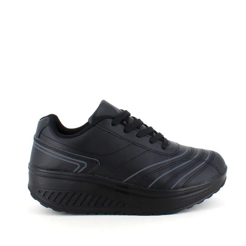 Sygeplejebutikken Sko På Tilbud*Sort sportssko med svangstøtte og gængesål.