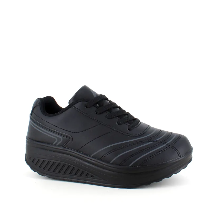 Sygeplejebutikken Sko På Tilbud*Sort sportssko med svangstøtte og gængesål.