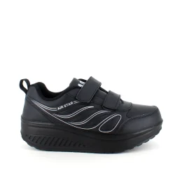 Sygeplejebutikken Leddegigt|Hælsporer*Sort sportssko med velcrolukning og gængesål.