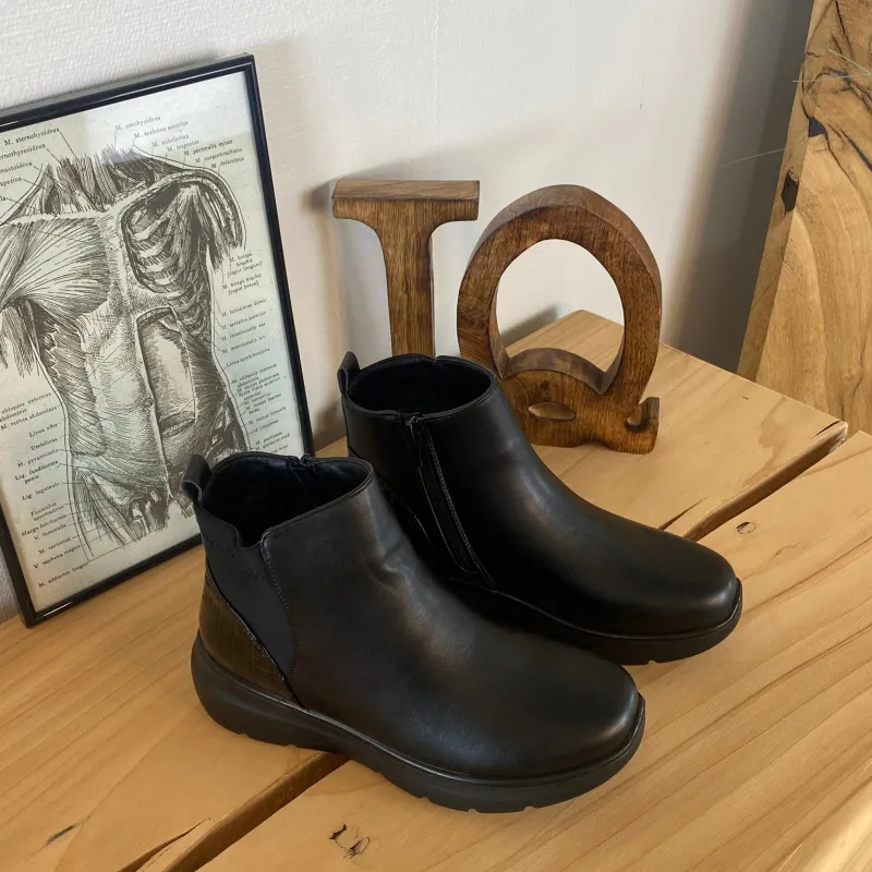 Sygeplejebutikken Kort Støvle Dame|Vinterstøvler Damer*Sort støvle med lynlås