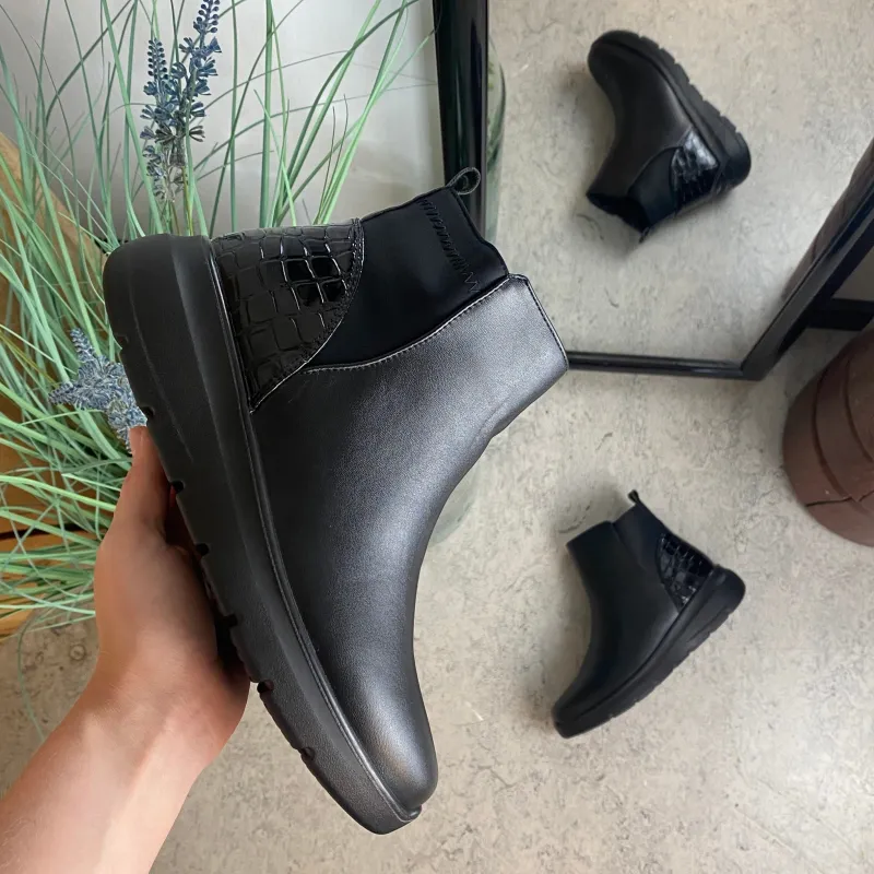 Sygeplejebutikken Kort Støvle Dame|Vinterstøvler Damer*Sort støvle med lynlås