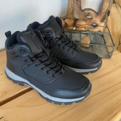 Sygeplejebutikken Herresko Og Sandaler|Herresko Og Sandaler*Sort vandafvisende herreankelstøvle med varmt for, robust TPR-sål og lynlås i siden