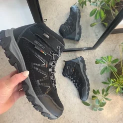 Sygeplejebutikken Kort Støvle Dame|Billige Vinter Støvler*Sort vandrestøvle med overdel i eftergiveligt softshell