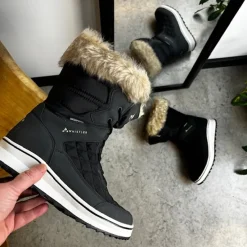 Whistler Billige Vinter Støvler|Vinterstøvler Damer*Sort vandtæt vinterstøvle fra med pels kant