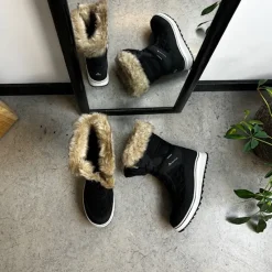 Whistler Billige Vinter Støvler|Vinterstøvler Damer*Sort vandtæt vinterstøvle fra med pels kant