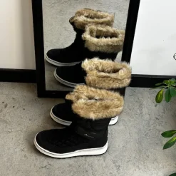 Whistler Billige Vinter Støvler|Vinterstøvler Damer*Sort vandtæt vinterstøvle fra med pels kant