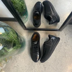 Woden Overgangssko|Sko Med Ekstra Svangstøtte*Sort sko i krokodillelook