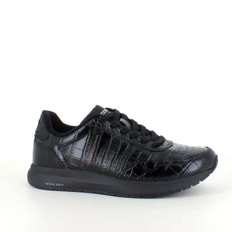 Woden Overgangssko|Sko Med Ekstra Svangstøtte*Sort sko i krokodillelook