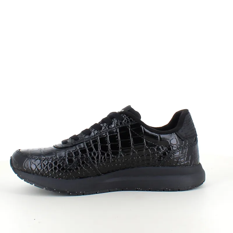 Woden Overgangssko|Sko Med Ekstra Svangstøtte*Sort sko i krokodillelook
