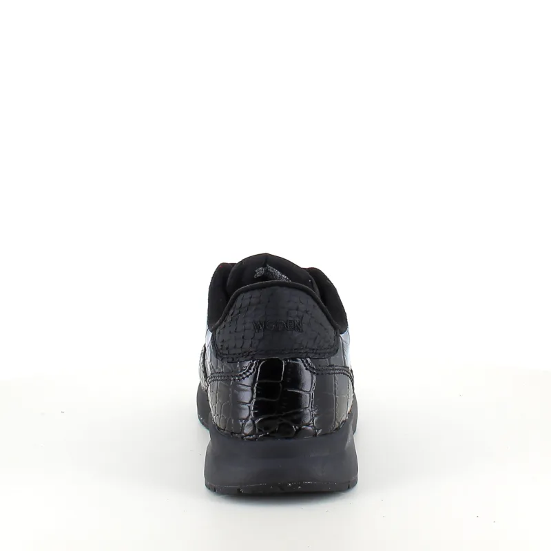 Woden Overgangssko|Sko Med Ekstra Svangstøtte*Sort sko i krokodillelook