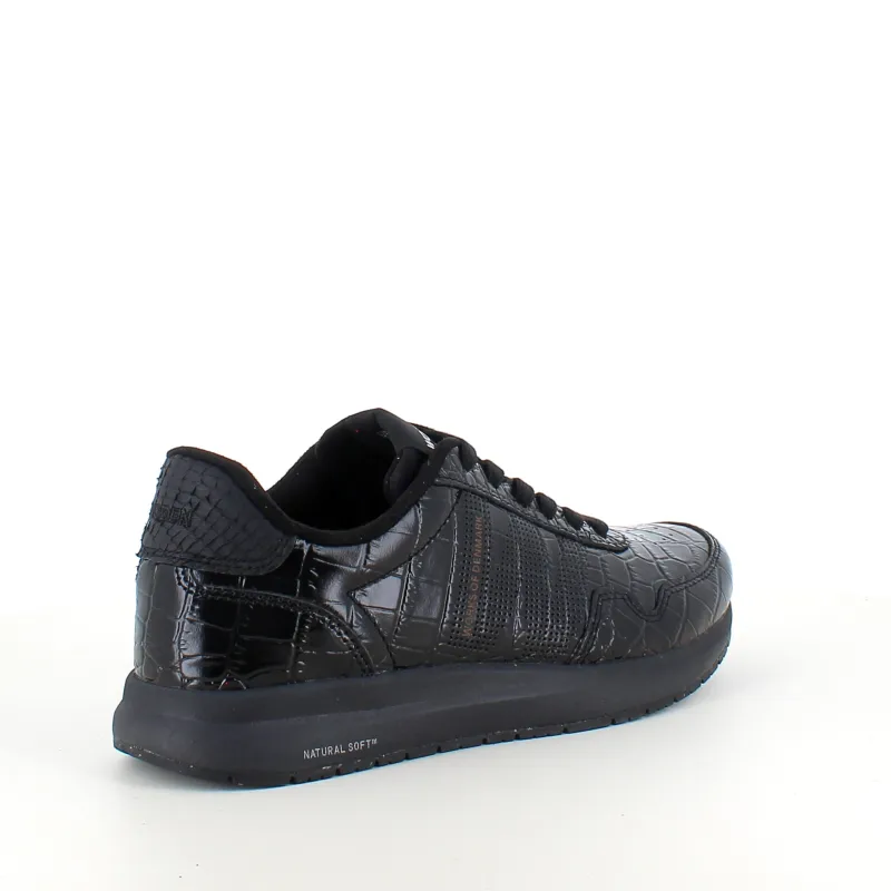 Woden Overgangssko|Sko Med Ekstra Svangstøtte*Sort sko i krokodillelook