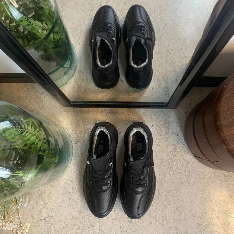 Sygeplejebutikken Billige Vinter Støvler|Sorte Støvletter*Sorte herresko, lette at træde i.