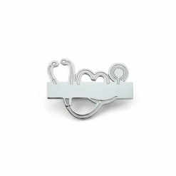 Sygeplejebutikken Lommetilbehør|Gravering*Stetoskop navneskilt i sølvfarvet stål – professionelt og personligt look til sundhedspersonale