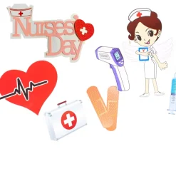 Sygeplejebutikken Gaver Til Sundhedspersonalet*Sundhedspersonale kagepynt på pind 7 stk. ( Nurses days )