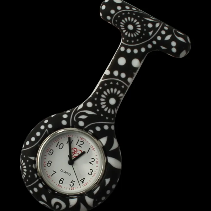 Sygeplejebutikken Silikonesygeplejeure*Sygeplejeur i silikone - sort/hvid blomstermønster