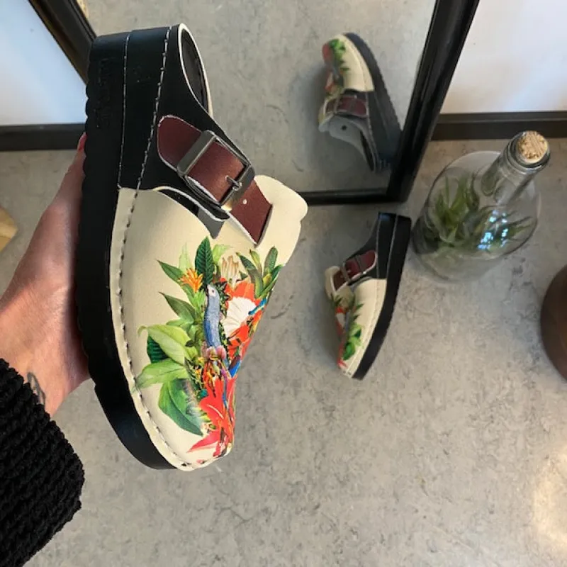 Sygeplejebutikken Clogs|Træsko Dame Modeller*Træsko med papegøjeprint