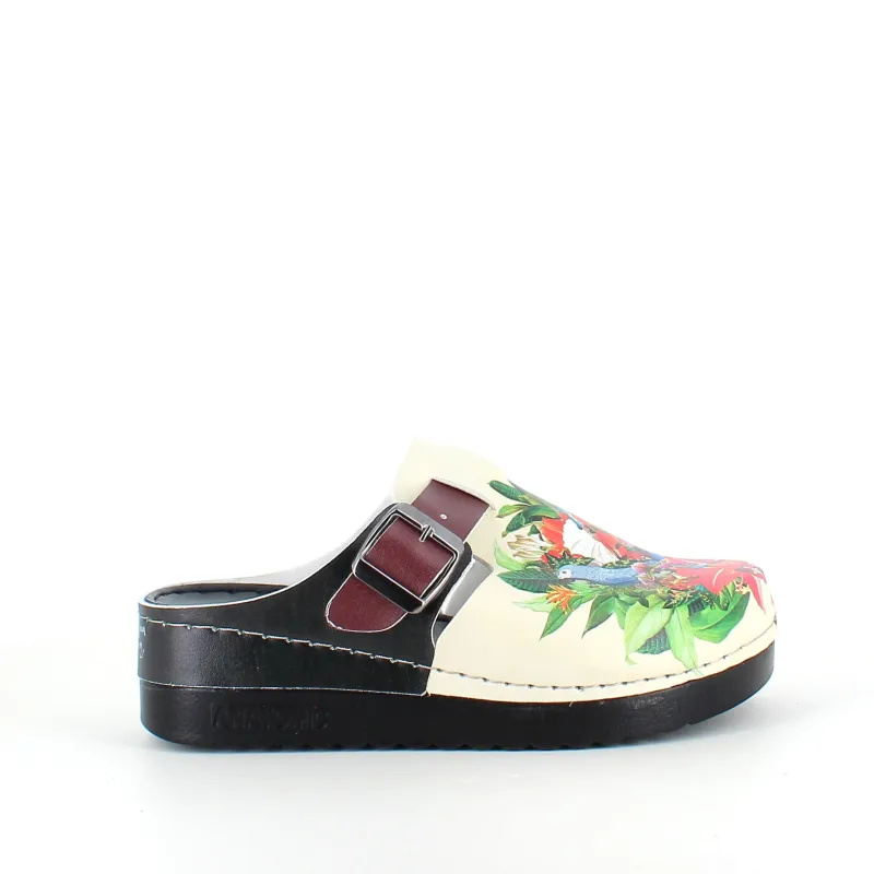 Sygeplejebutikken Clogs|Træsko Dame Modeller*Træsko med papegøjeprint