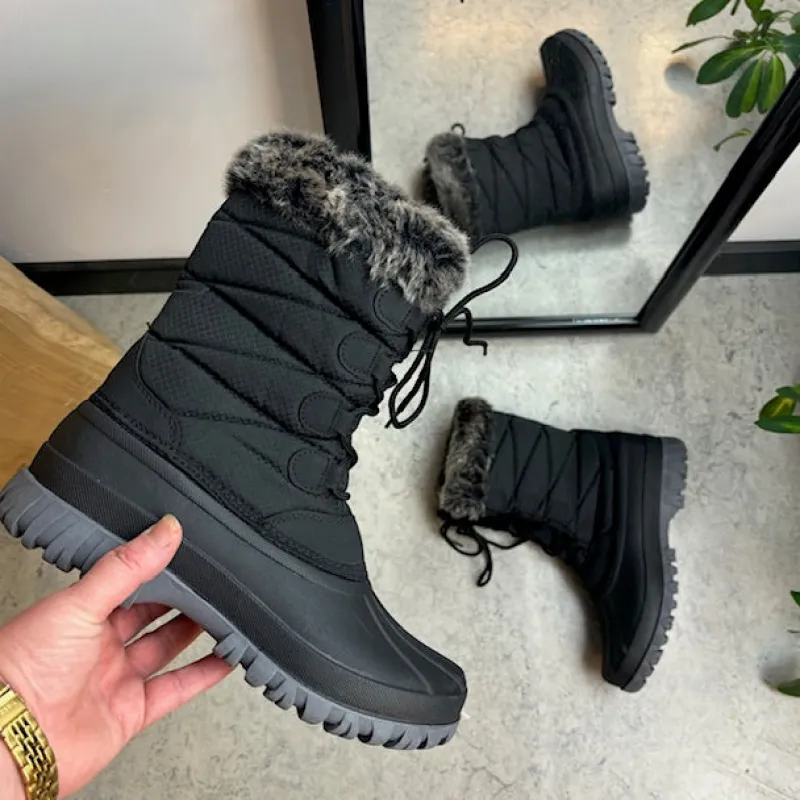 Sygeplejebutikken Billige Vinter Støvler|Vinterstøvler Damer*Vinterstøvle med vandtæt gummimembran nederst på støvlen